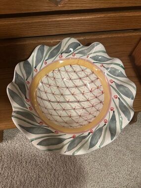 Vintage Mackenzie-Childs Large Fluted bowl. Brighton Pavilion Pattern.